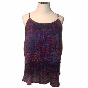 Red and blue ruffle layered tank top